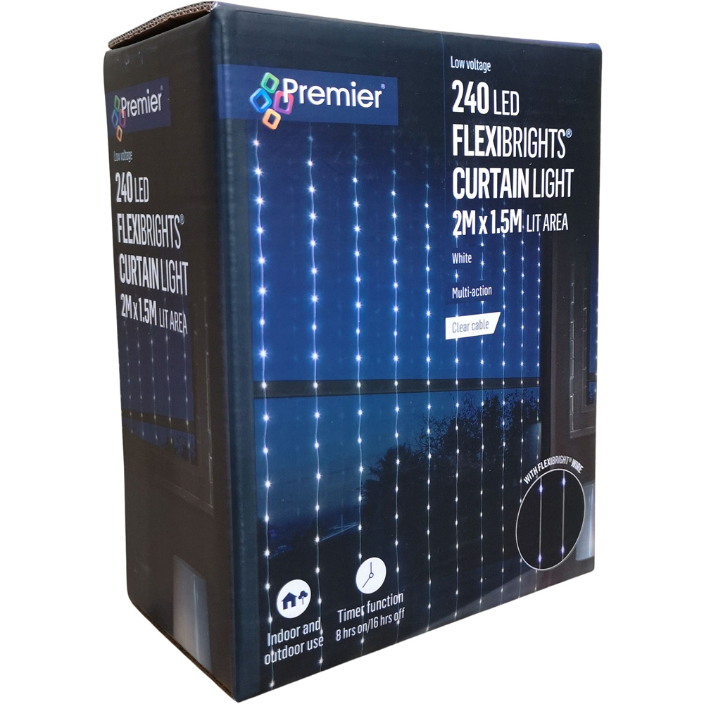 Premier FlexiBrights 240 Cool White LED Christmas Curtain Light 2 x 1.5m Image 2