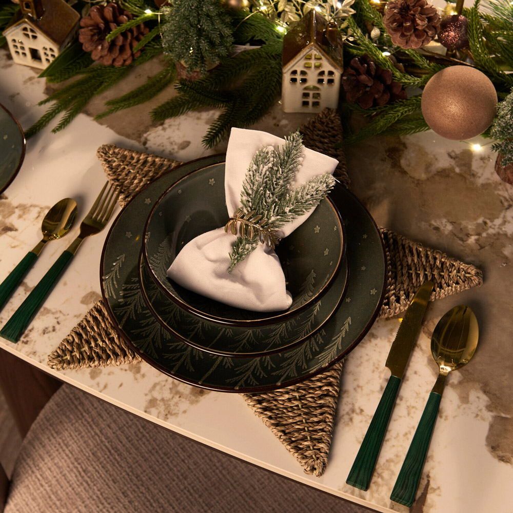 Nordic Pine Reactive Glaze Plate Green Dinner Plate Image 2
