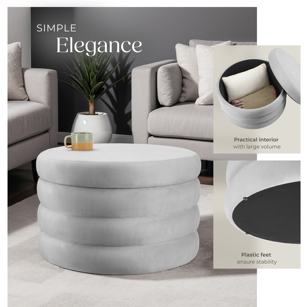 tectake Altu XL Grey Velvet Look Footstool Image 4
