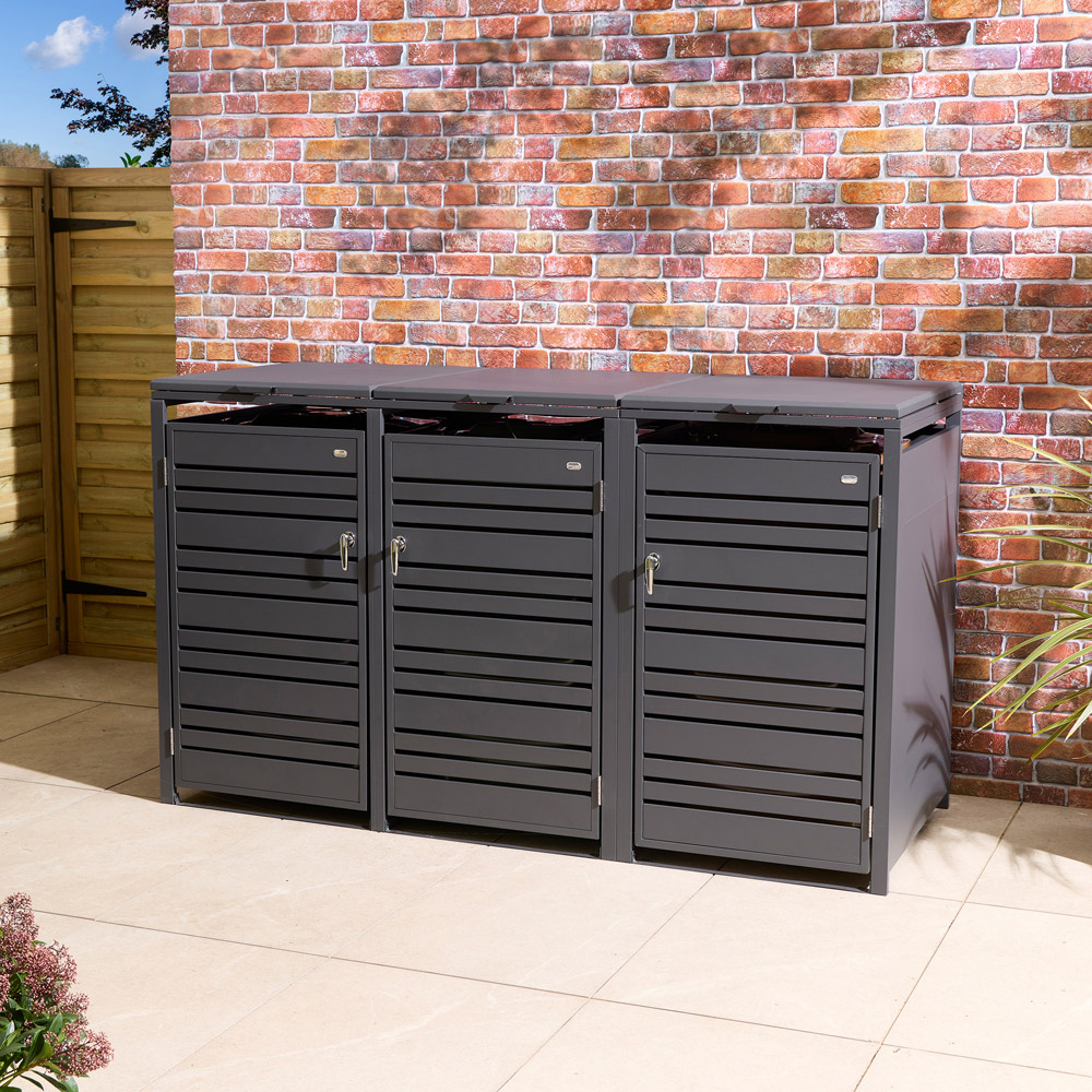 Rowlinson Chelsea Anthracite 3 Wheelie Bin Store Image 3