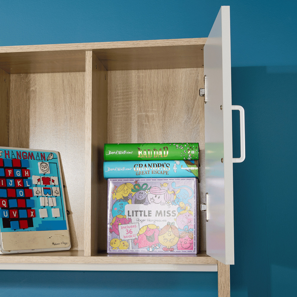 Home Source Marsden Oak and White Cabin Bed with Storage Shelf Image 3