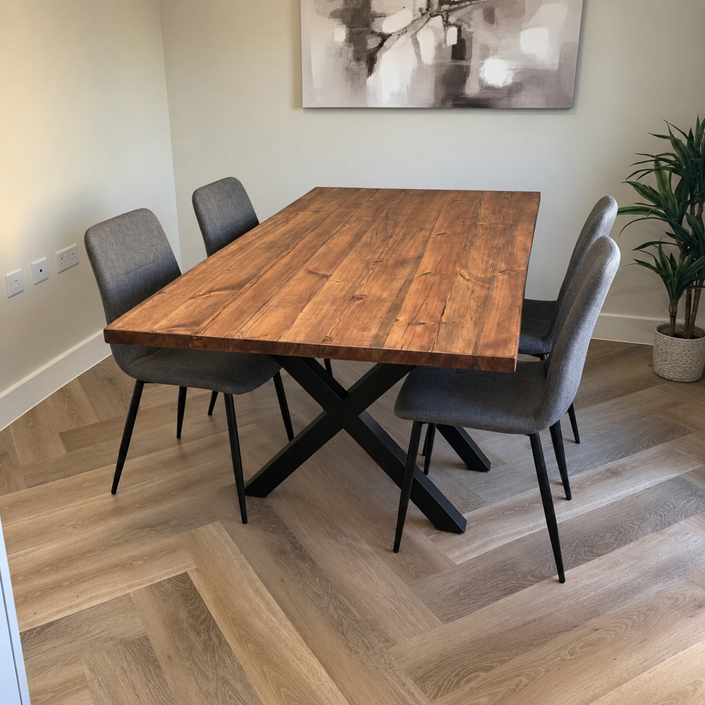 Homebase Walnut Brown 6 Seater Sleek and Slender Reclaimed Dining Table 100 x 180cm Image 3