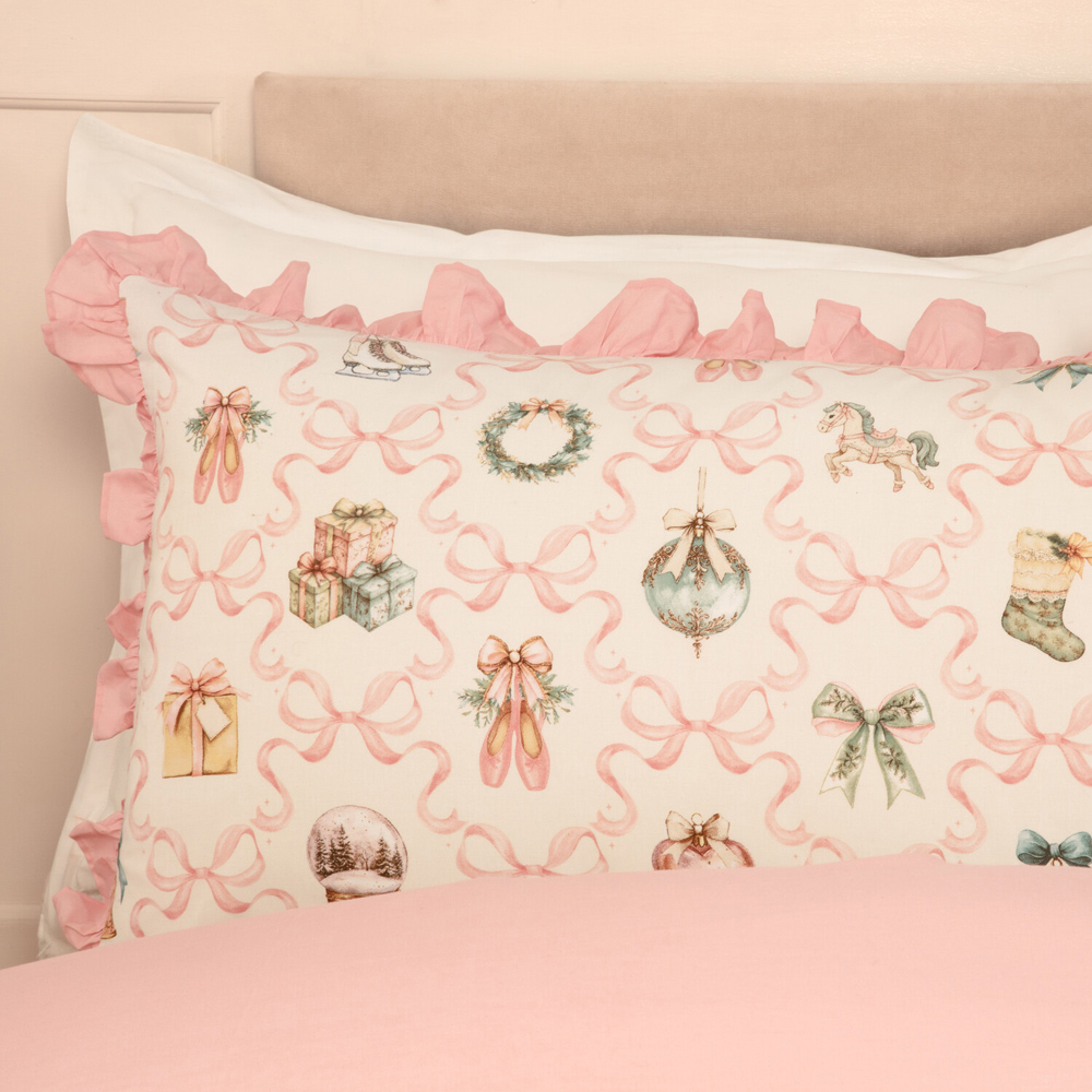 Christmas Charm Duvet Set Pink Superking Image 3