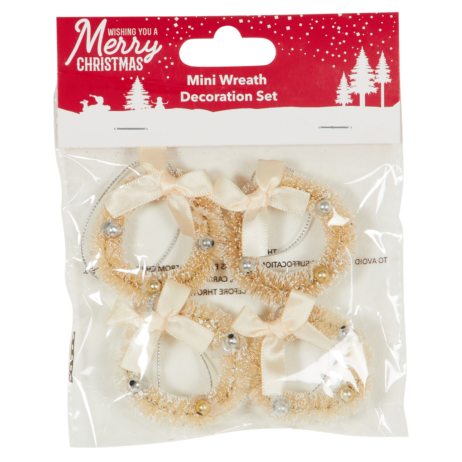 Pack of 4 Mini Green or White Wreath Image 2