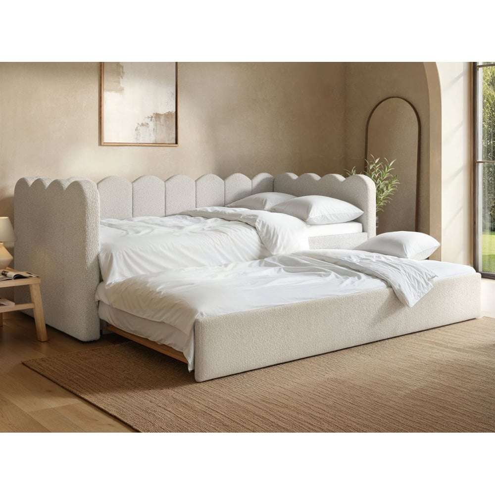 Flair Esme Cloud Beige Boucle Day Bed with Trundle Image 4