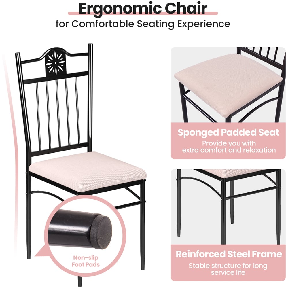 Costway 4 Seater Kitchen Dining Set with Sponge Cushion Purple Image 4