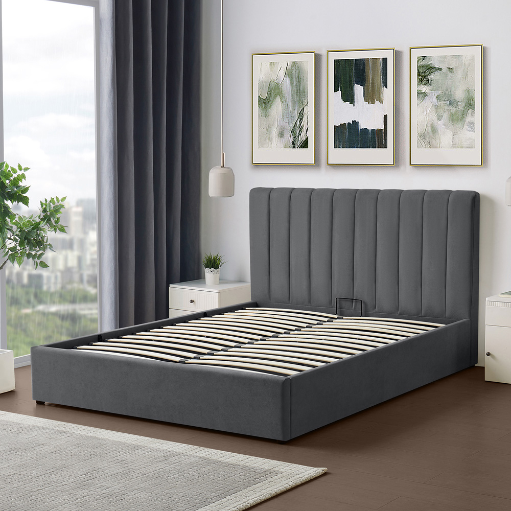 Brooklyn Evelynne King Size Dark Grey Linen Ottoman Bed Image 5