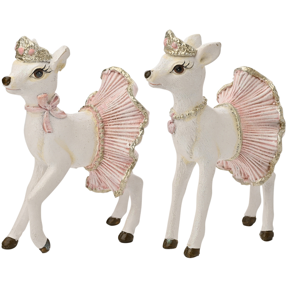 The Seasonal Gift Co. Pink Ballerina Tutu Reindeer Christmas Decoration 2 Pack Image 2
