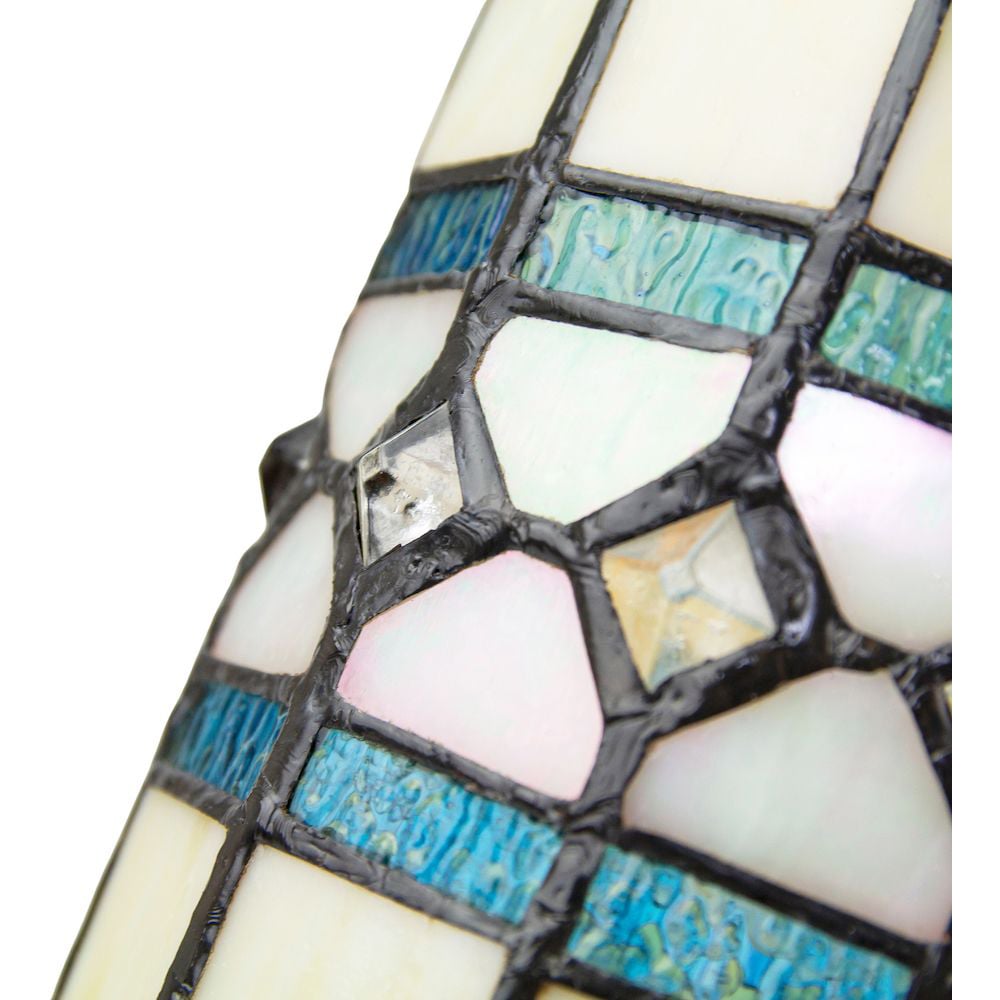 Happy Homewares Amber Glass Tiffany Pendant Shade with Bright Teal Strips Image 4