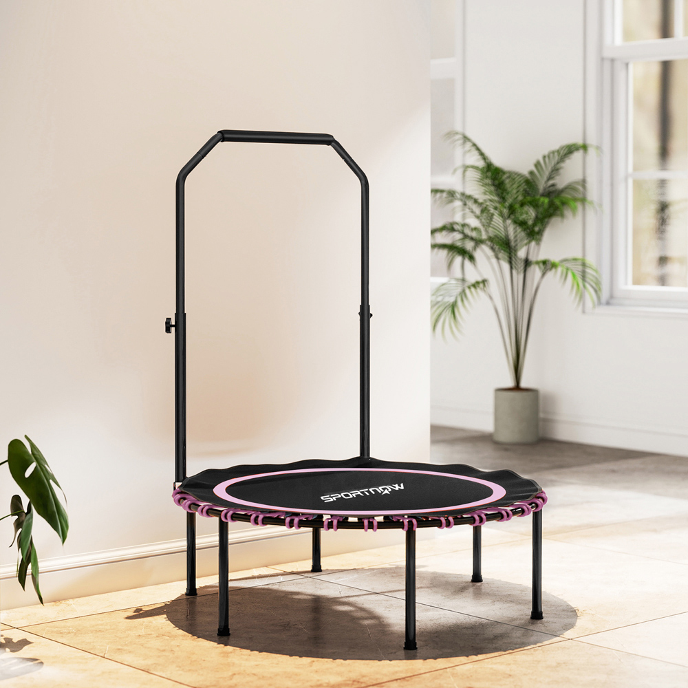 SPORTNOW 3.3ft Pink Foldable Rebounder Mini Trampoline with Handle Image 2