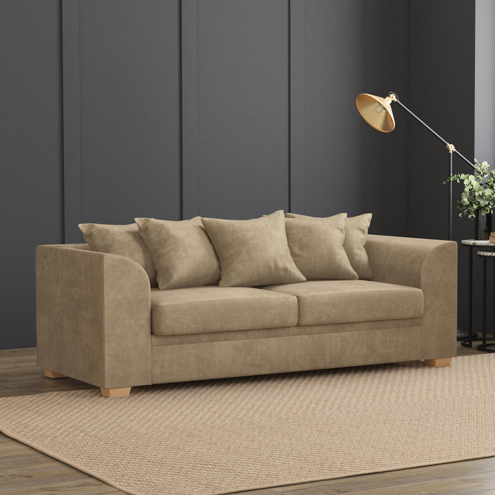 Modo 5 Seater Mink Plush Velvet Scatter Back Sofa Set Image 5