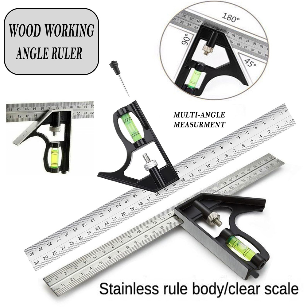 ATEK Adjustable Combination Try Square Ruler 300mm Image 3