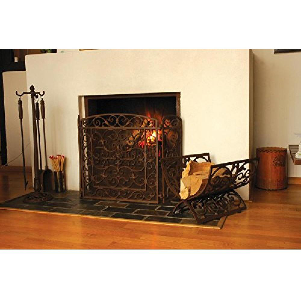 Fallen Fruits Black Fireplace Tools with Wall Plate Image 2