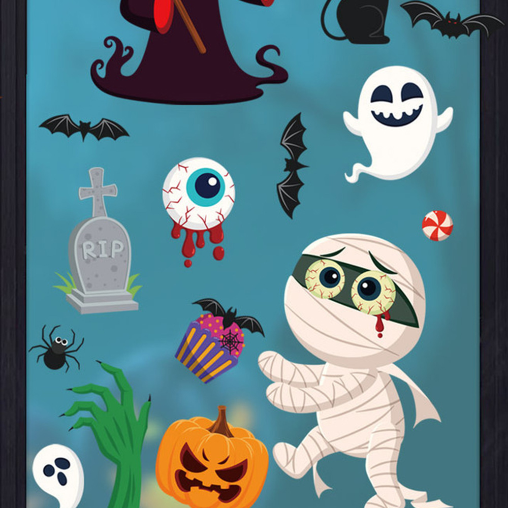 Jaoyeh Halloween Cartoon Window Clings Decals Stickers Image 3