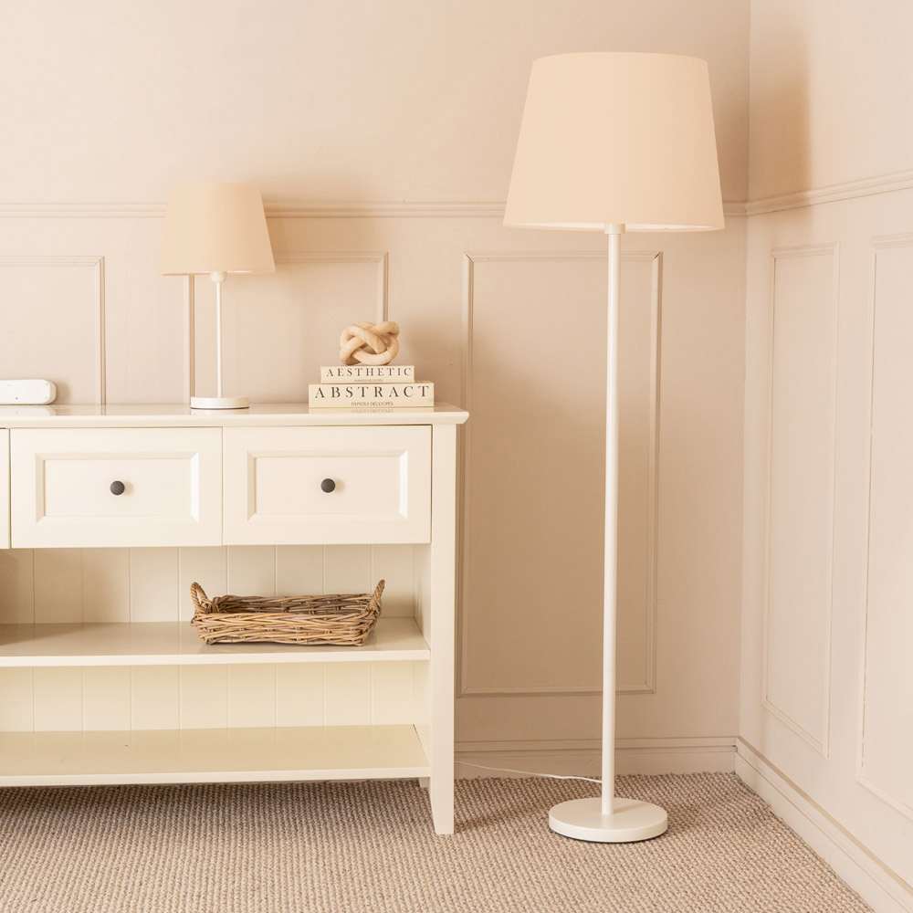 ValueLights Charlie Beige Tapered Shade White Single Stem LED Table Lamp Image 4