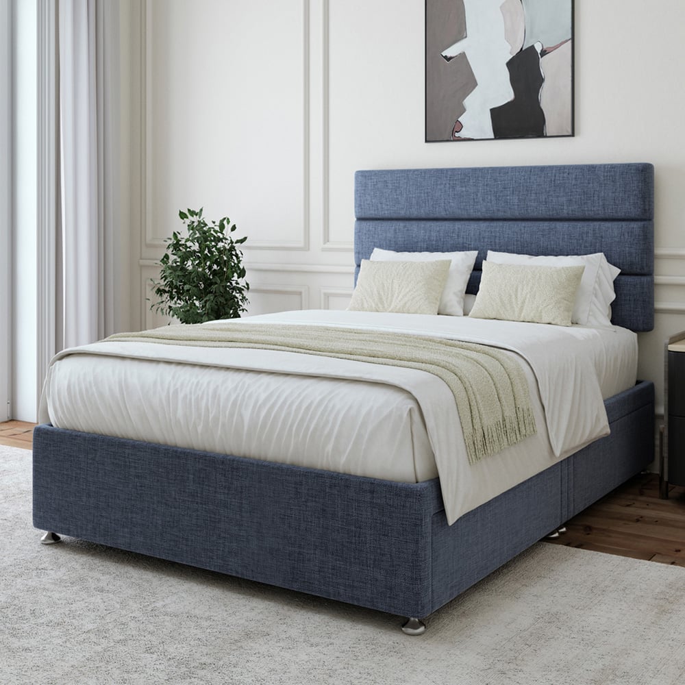 Bedmaster Small Double Midnight Linen 4 Drawer Divan Base with Milan Headboard Image 1
