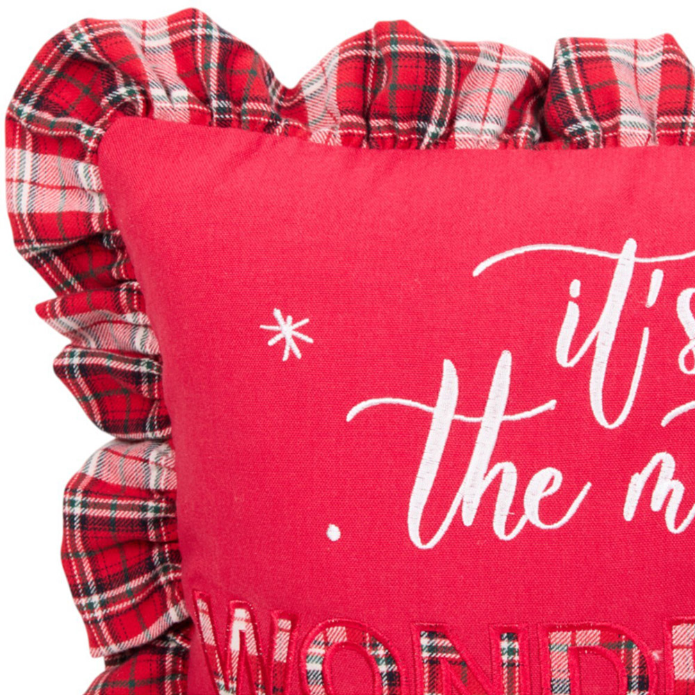 Most Wonderful Time Ruffle Cushion - Red Image 3