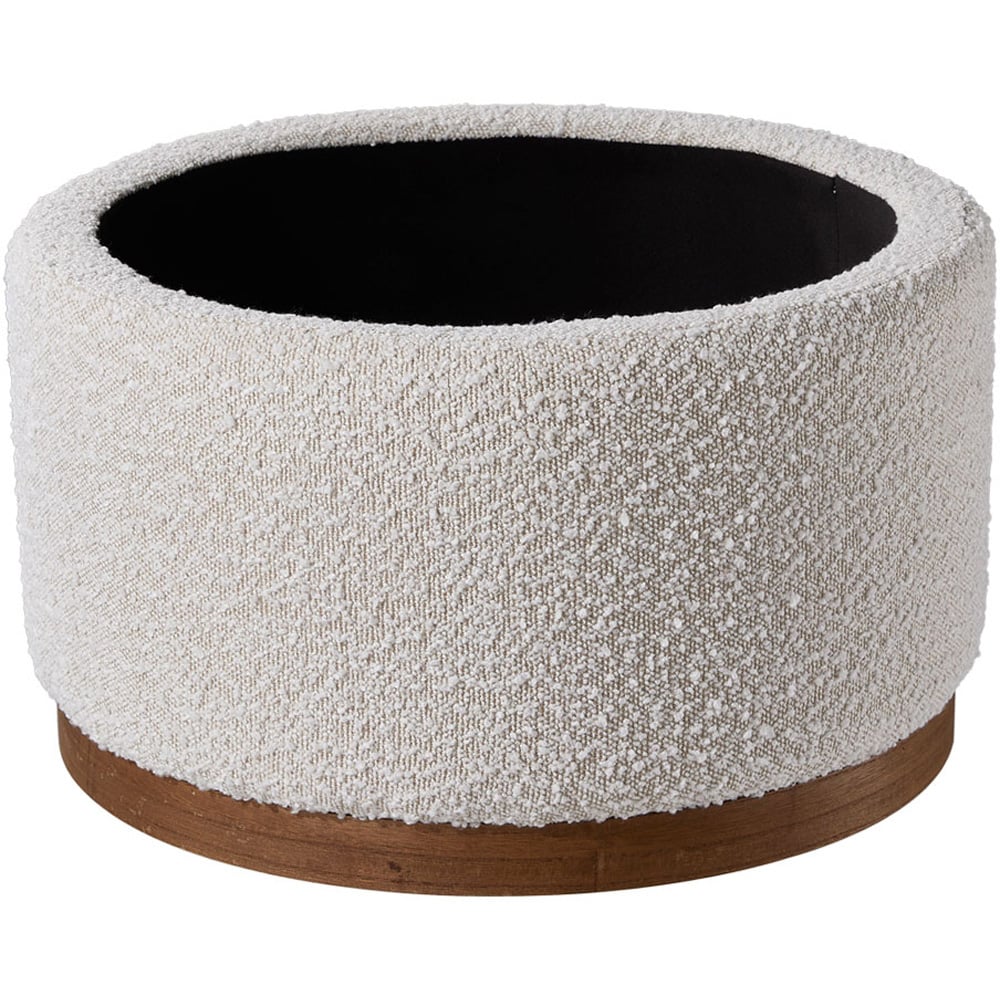 Living and Home Cream Round Ottoman Storage Stool Seat with Thick Cushion Image 3