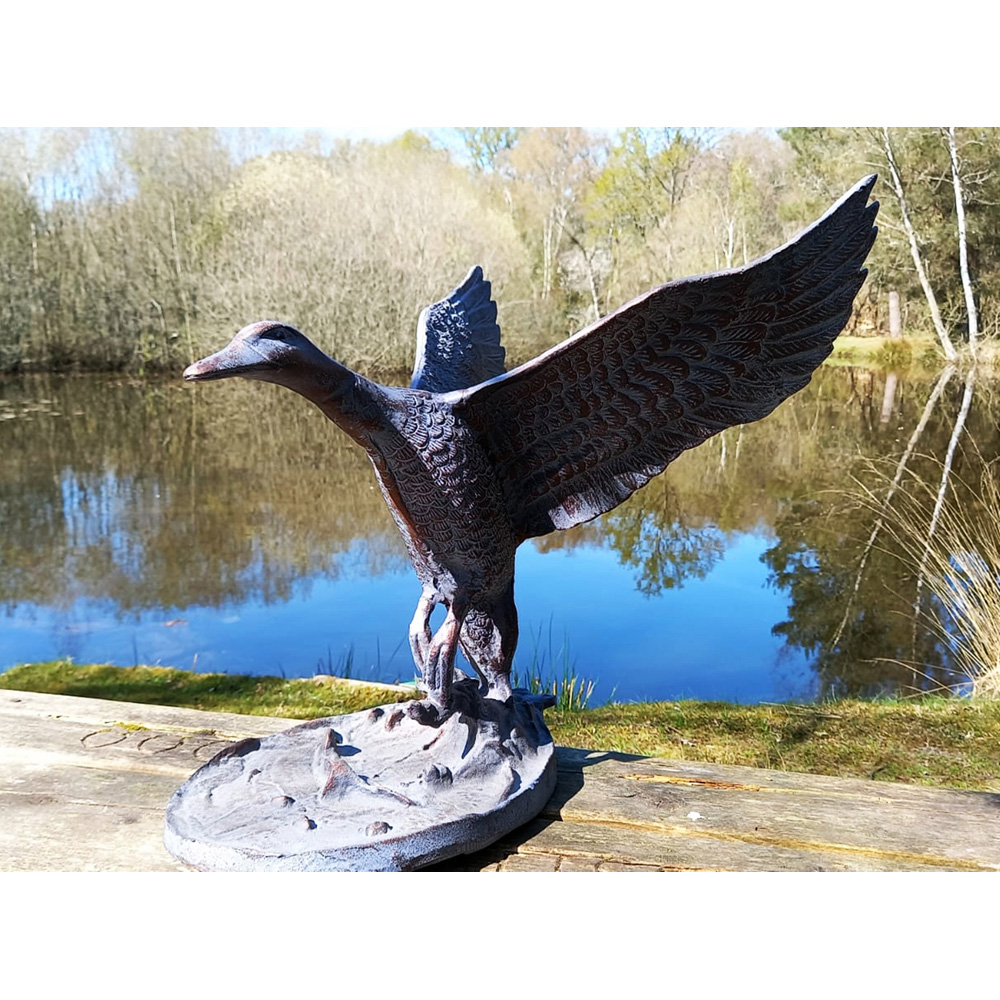 Inspirational Gifting Flying Duck Cast Aluminium Garden Ornament Image 4