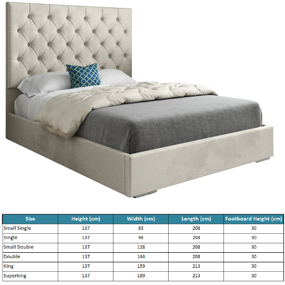 Alma Silver Small Single Velvet Upholstered Bed Frame with Chesterfield Headboard Image 7
