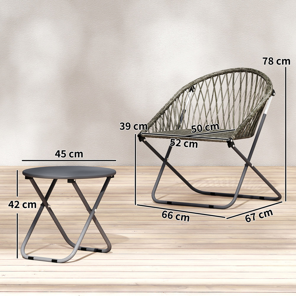 Outsunny 2 Seater Grey Rattan Foldable Garden Bistro Set Image 9