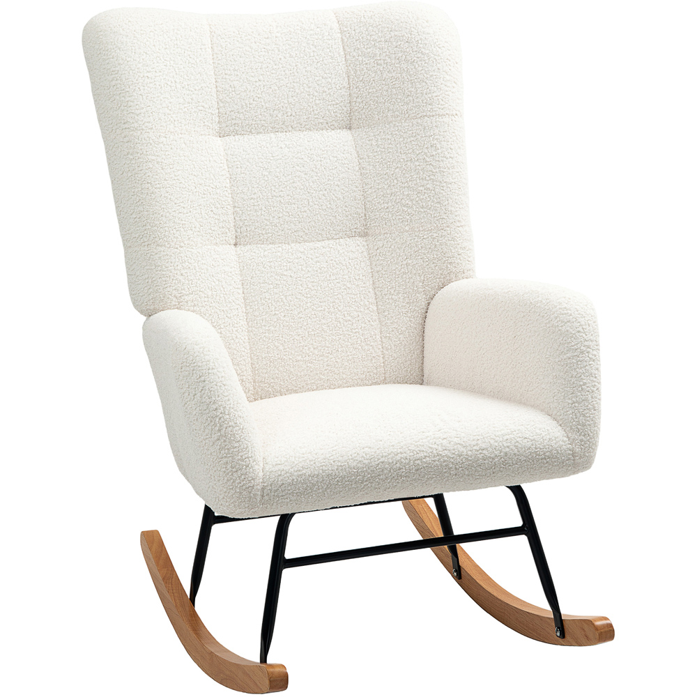 Portland Cream and White Modern Rocking Chair with Backrest Image 2
