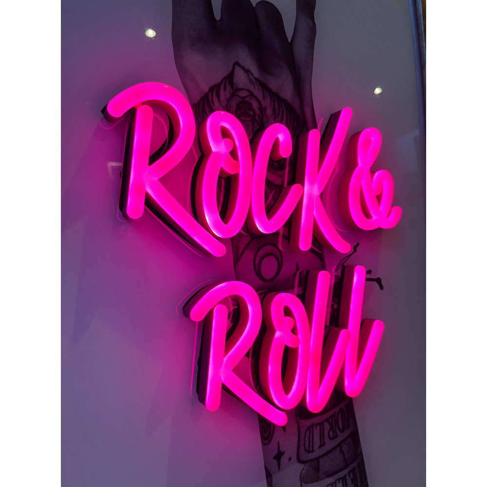 Splashbax Rock And Roll Black Premium Gallery Frame LED Neon Wall Art Image 3
