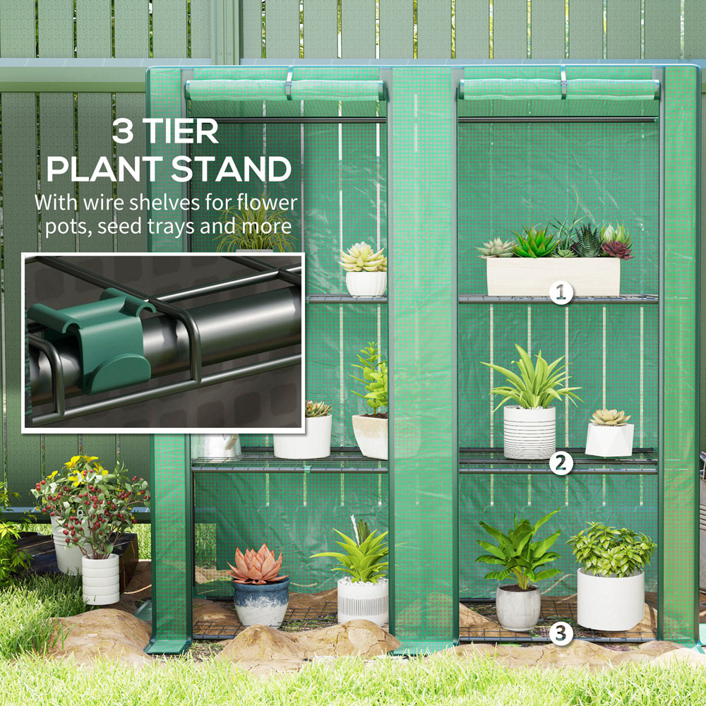 Outsunny 3 Tier Green Lean To 4.9 x 4.7ft Mini Greenhouse Image 5