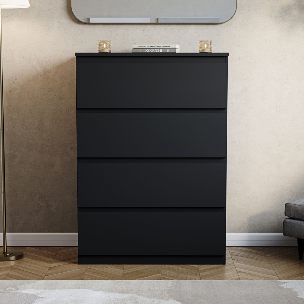 VIDA DESIGNS Denver 4 Drawer Black Chest of Drawers Image 4