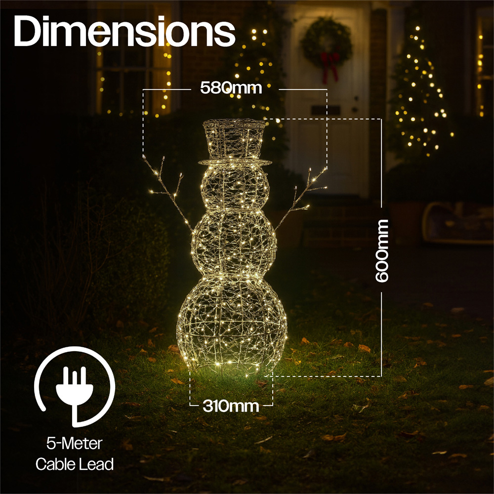Xmas Haus Silver 330 Warm White LED Snowman 2ft Image 9