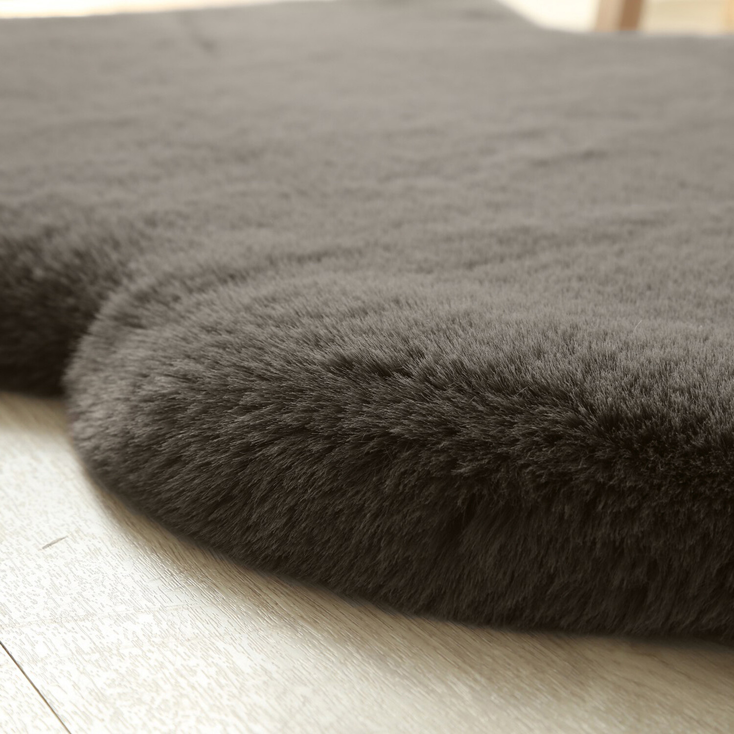Soft Faux Fur Rug Taupe Image 3