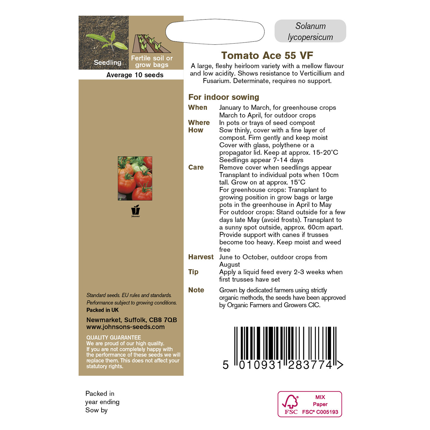 Johnsons Ace 55 VF Tomato Seeds Image 3