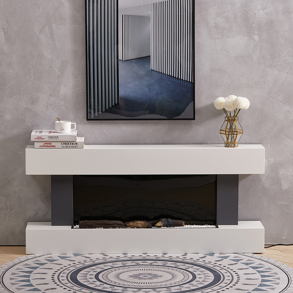 Living and Home 52 Inch Electric Fireplace White LED Surround Set with Remote Control Both Side Nightlight Image 7