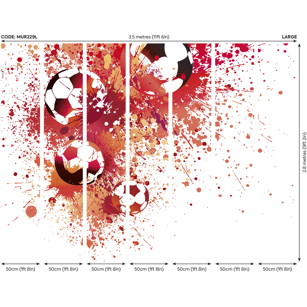 Origin Murals Football Splash Red Wall Mural Image 4