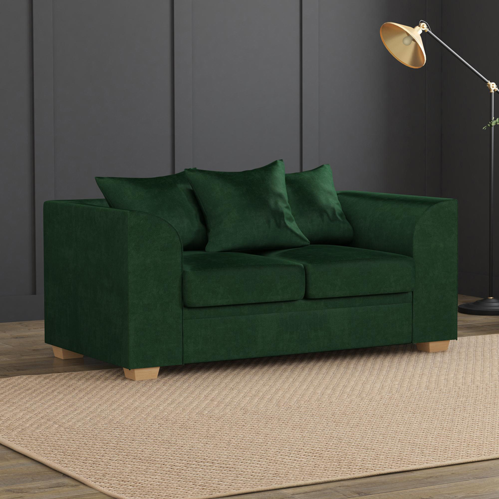 Modo 5 Seater Forest Green Plush Velvet Scatter Back Sofa Set Image 4