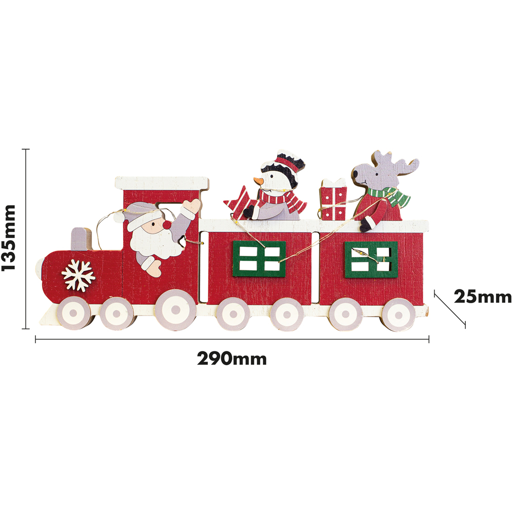 St Helens LED Red Wooden Festive Ornamental Train Image 9