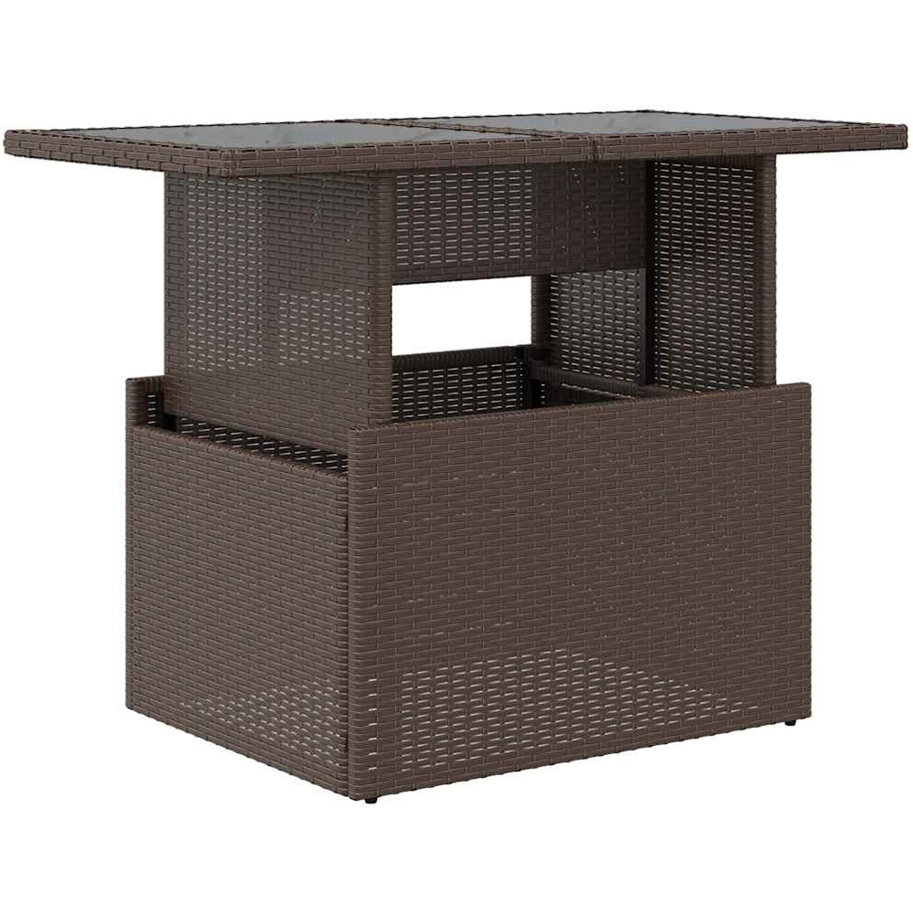 Walplus 2 Seater Brown Poly Rattan Liftable Glass Top Convertible Garden Dining Table Image 2