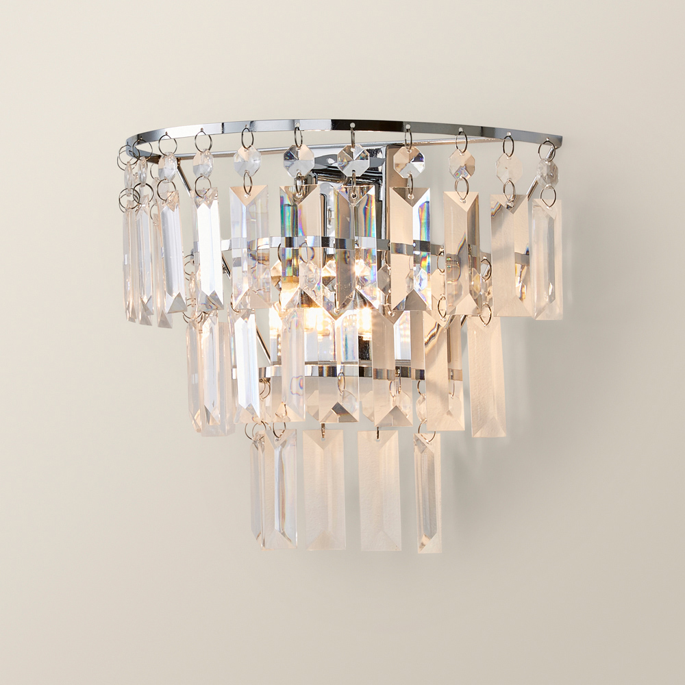 ValueLights Kelsks Clear Acrylic Jewel Droplet Chrome Wall Light with LED Bulb Image 5
