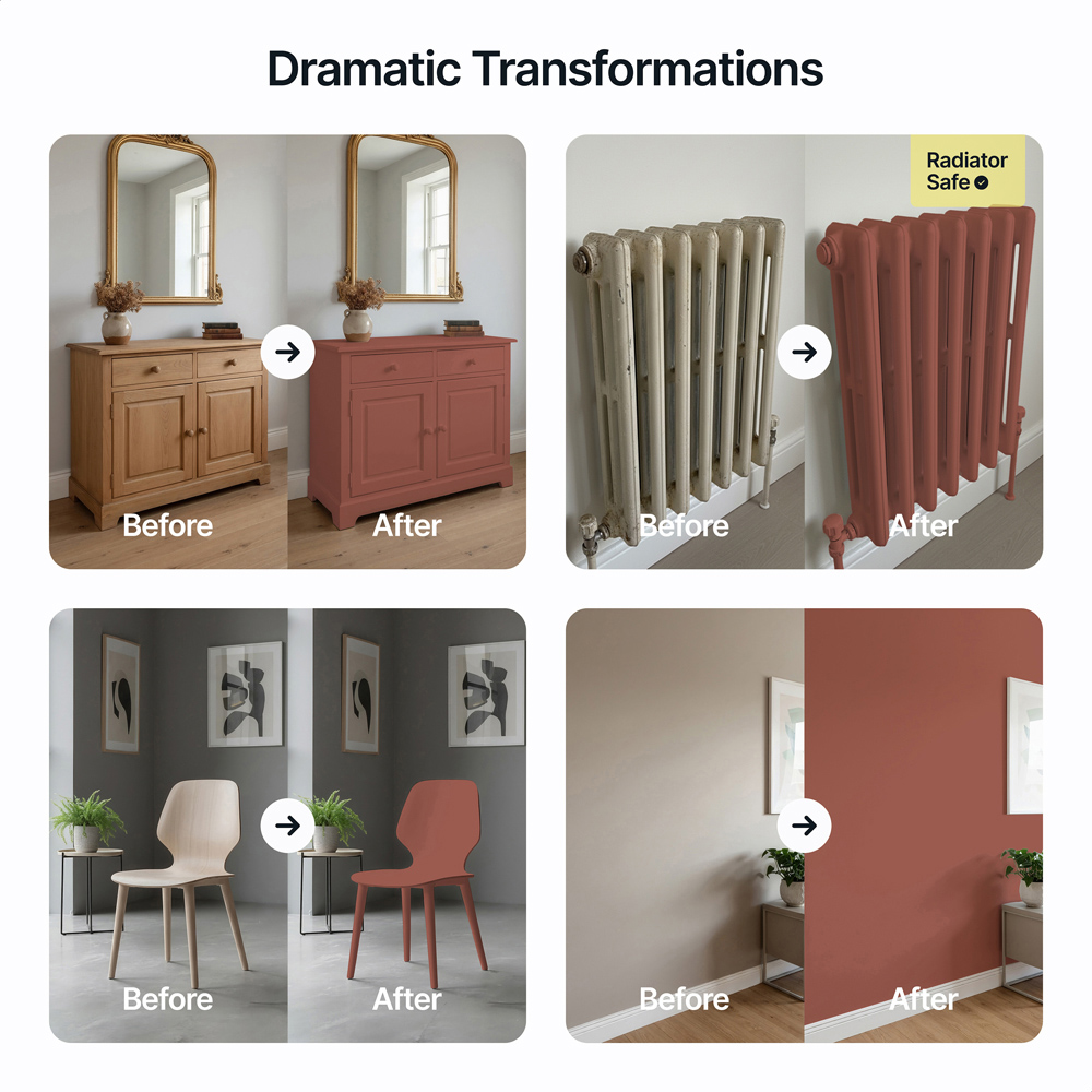 Hemway Red Oxide Furniture and Walls Matt Chalk Paint 1L Image 5