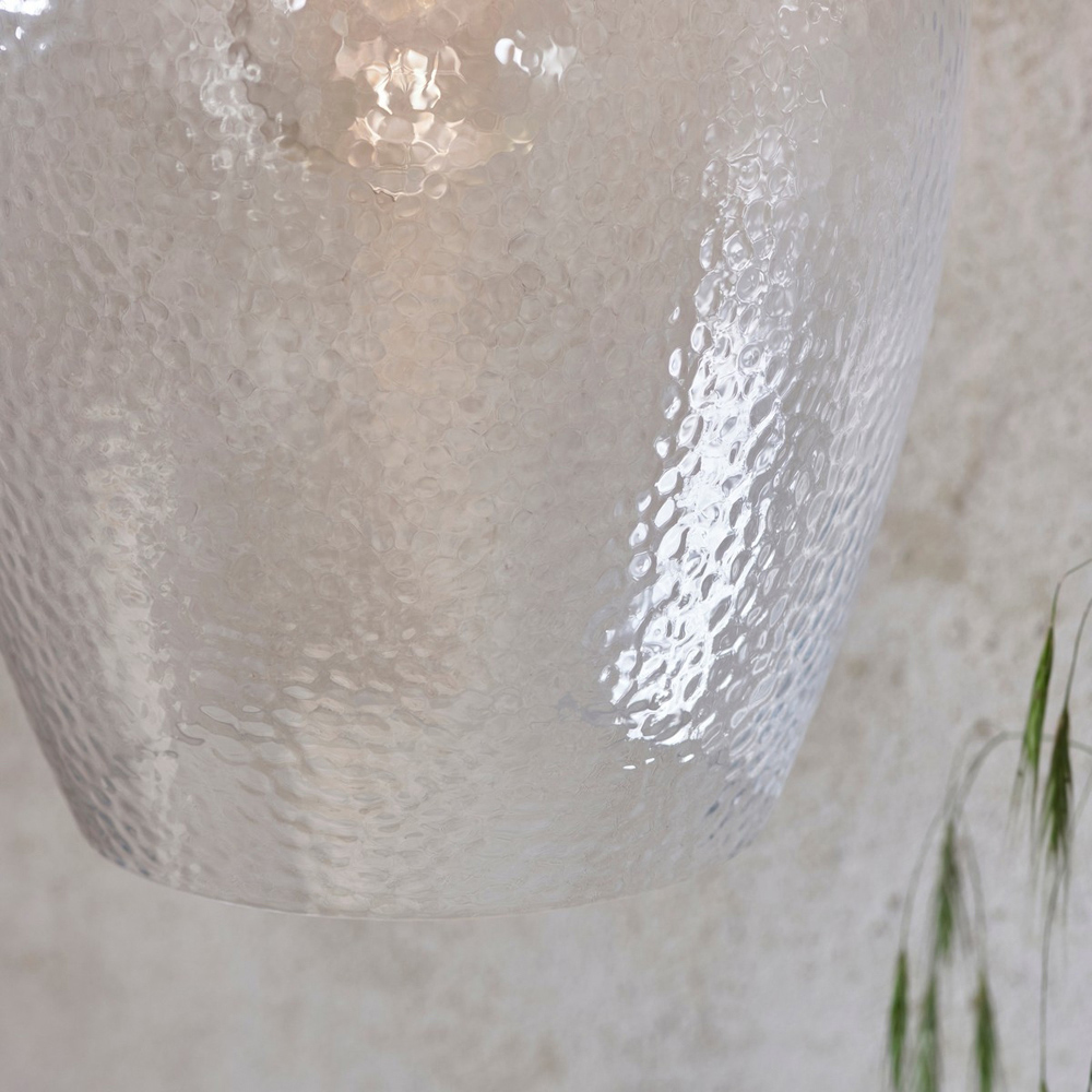 Merano Livorno Hammered Glass Bright Nickel Plate Dome Pendant Ceiling Light Image 4