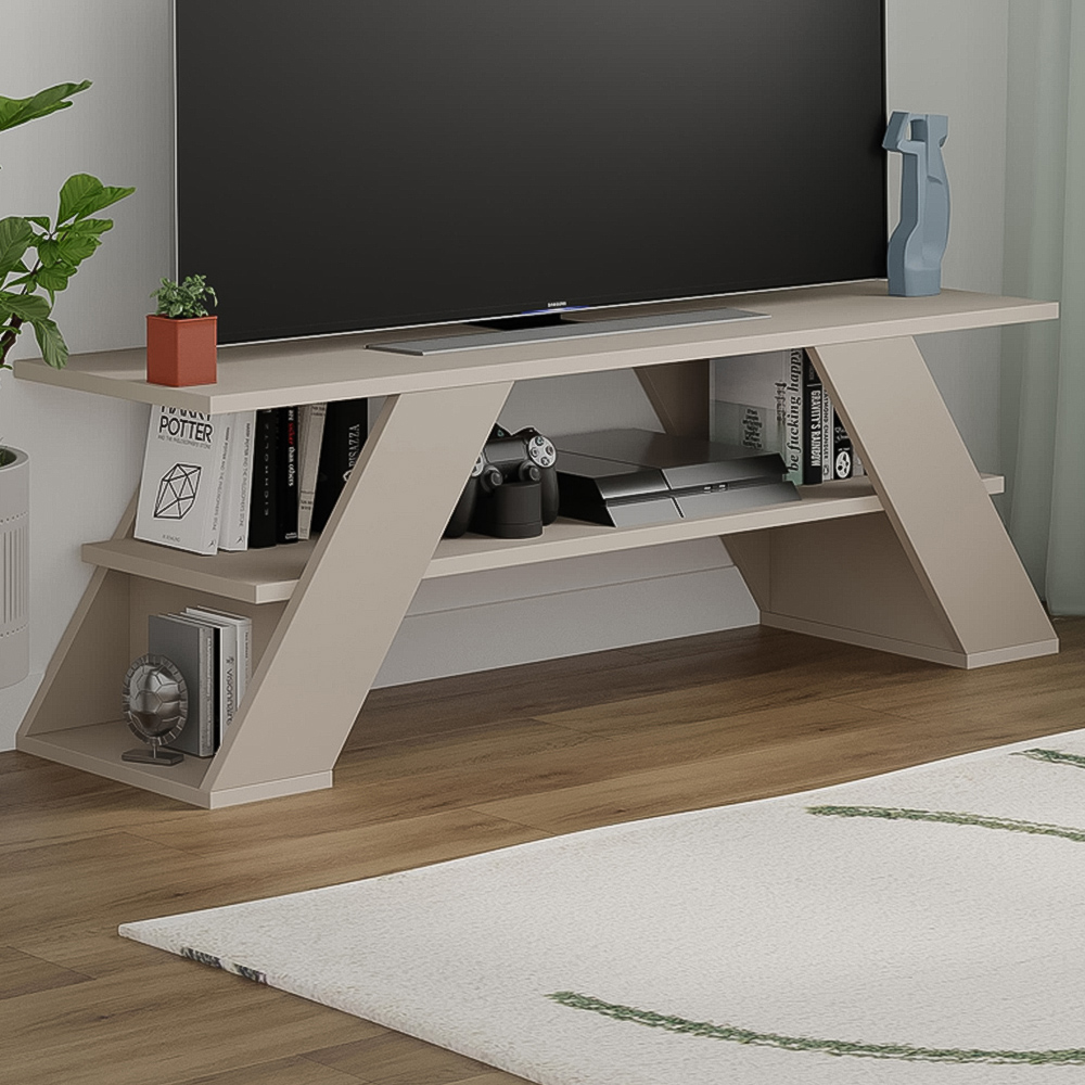 Decortie Farfalla Single Shelf Sandstone TV Unit Image 1