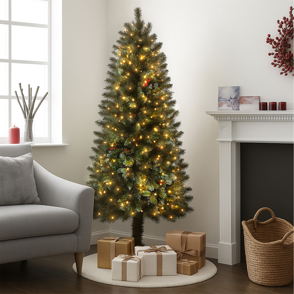 Noel Square Warm White LED Xmas Half Tree 5.9ft Image 2
