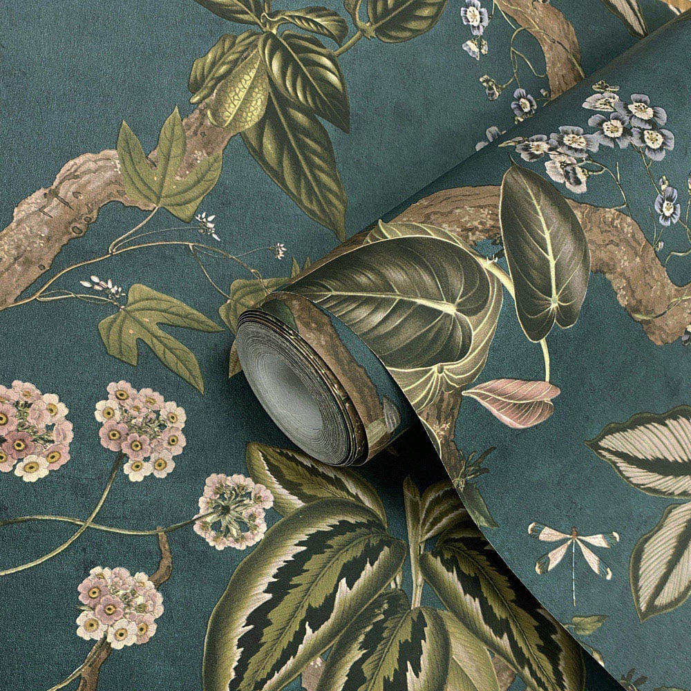 Holden Peacock Woods Aqua Wallpaper Image 2