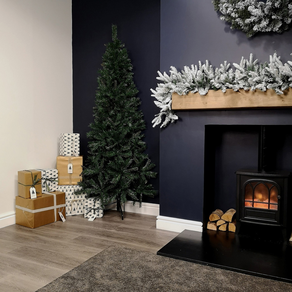 Samuel Alexander Green Corner and Half Wall Dual Purpose Artificial Christmas Tree 6.5ft Image 6