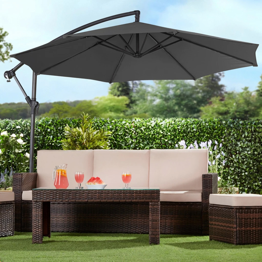 Garden Gear Charcoal Cantilever Parasol with Cover 2.7m Image 2