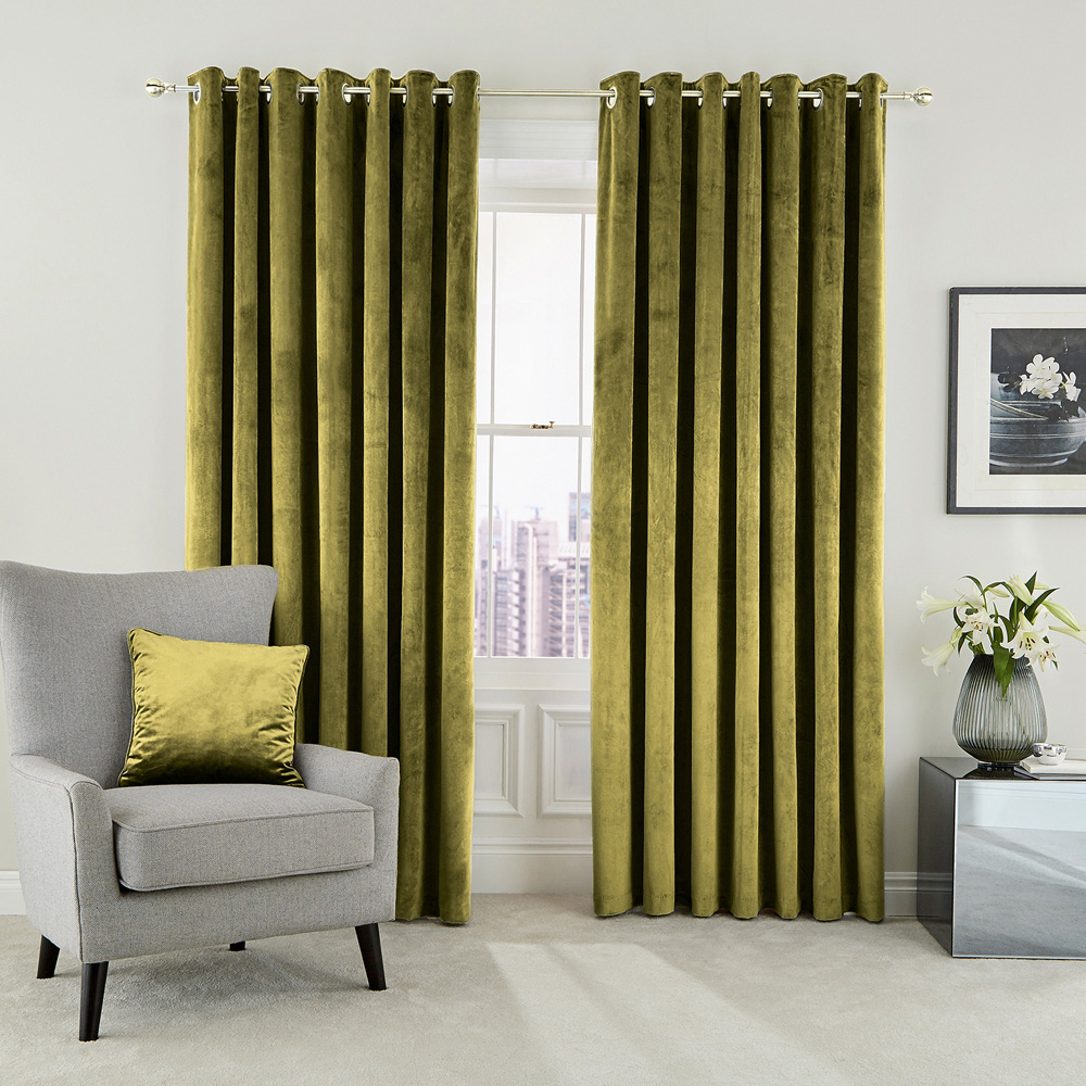 Helena Springfield Escala Lined Olive Curtains 229 x 183cm Image 3