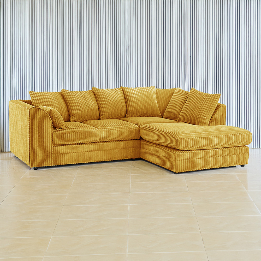Luxor 3 Seater Mustard Jumbo Cord Right Hand Facing Corner Sofa Image 1