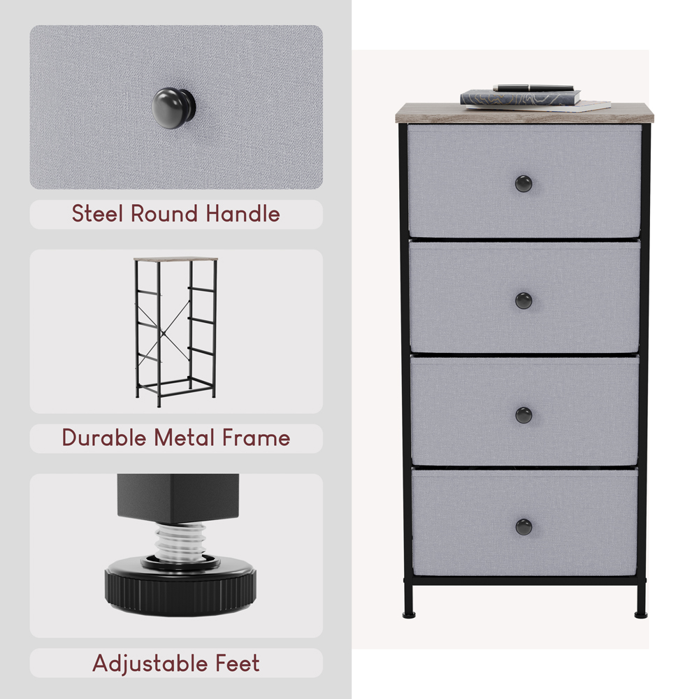 Vida Designs Chorley 4 Drawer Beige and Grey Wood Fabric Chest of Drawer Image 5