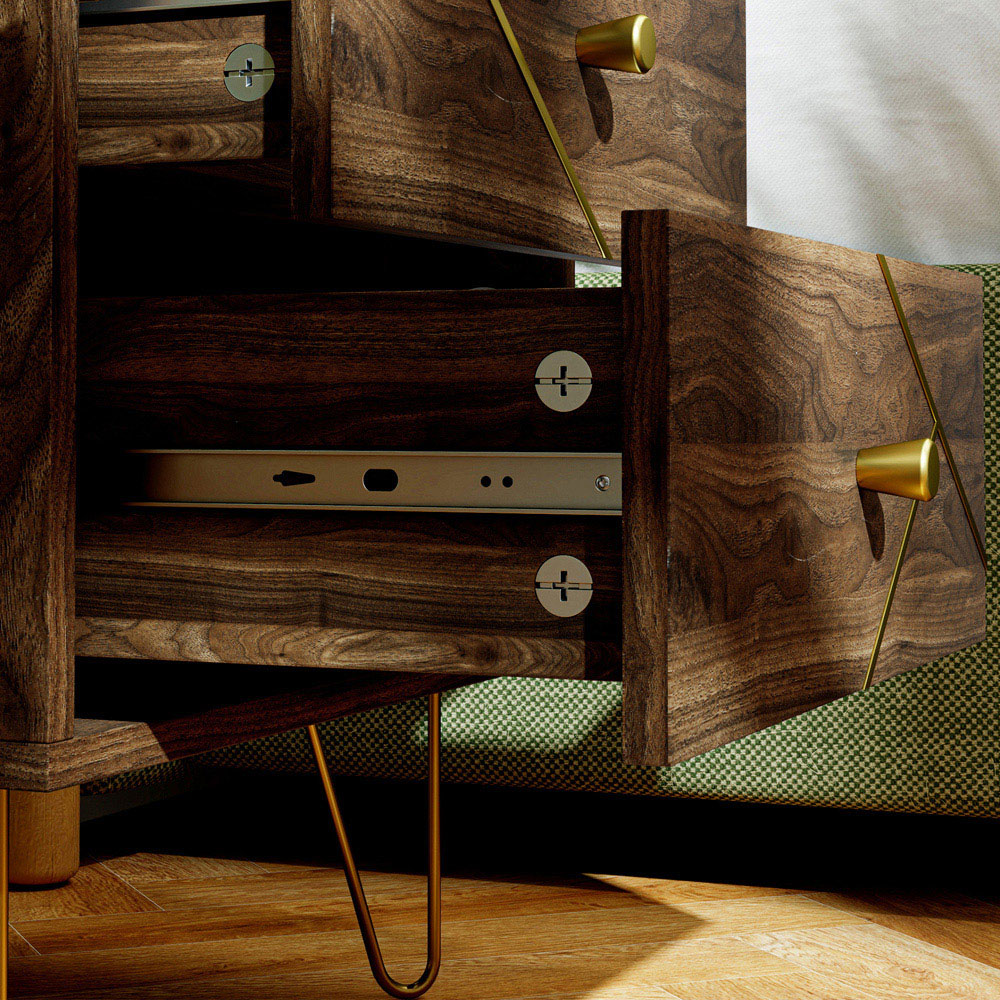 Portland 2 Drawer Brown Bedside Table Set of 2 Image 3