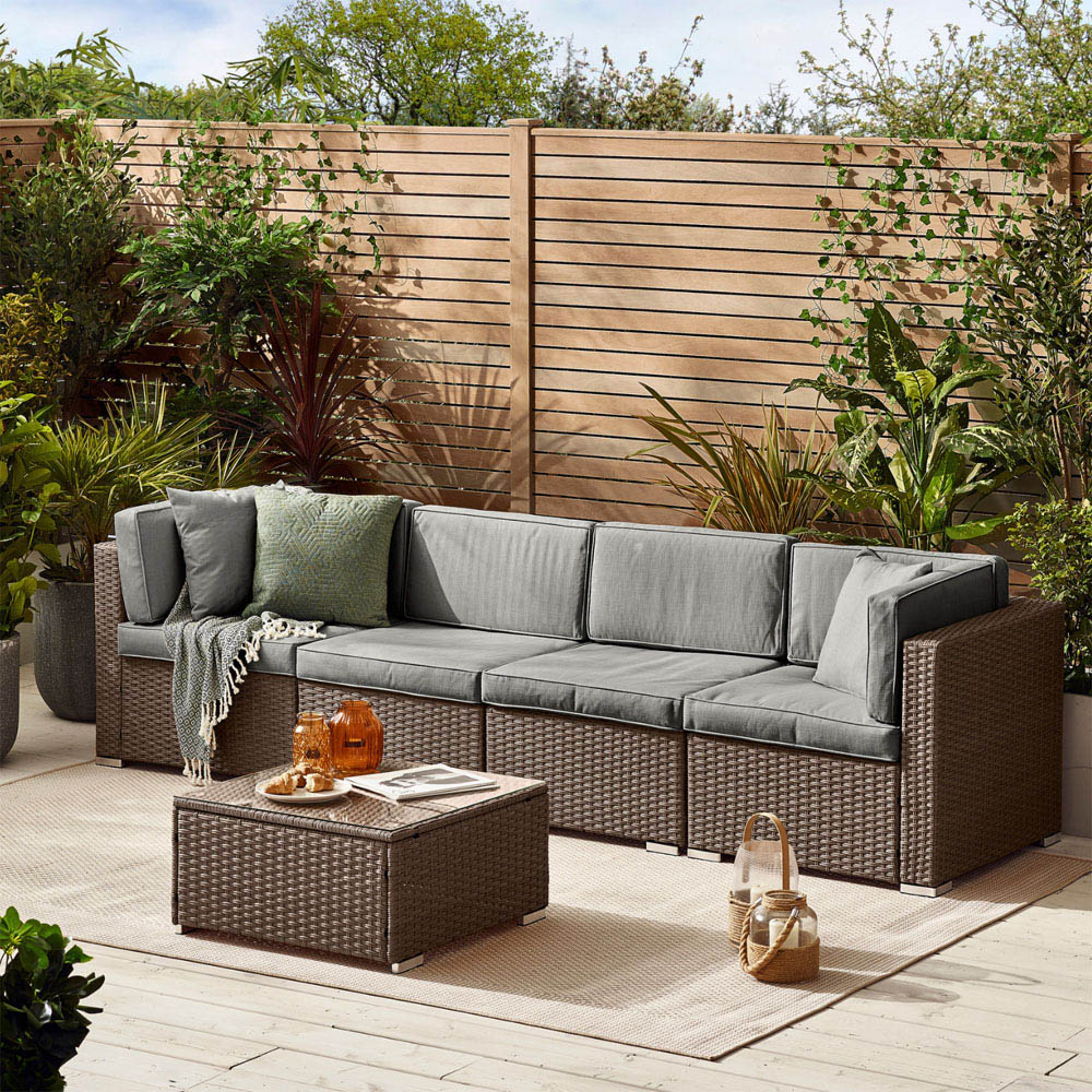 Furniturebox Windermere 4 Seater Brown Rattan Sofa Lounge Set Image 5